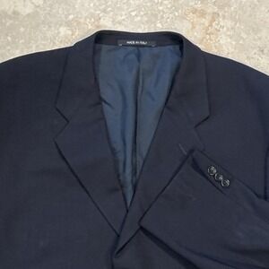 Armani Collezioni Blazer Mens 48L Black Solid 3 Button Wool Sports Coat Jacket